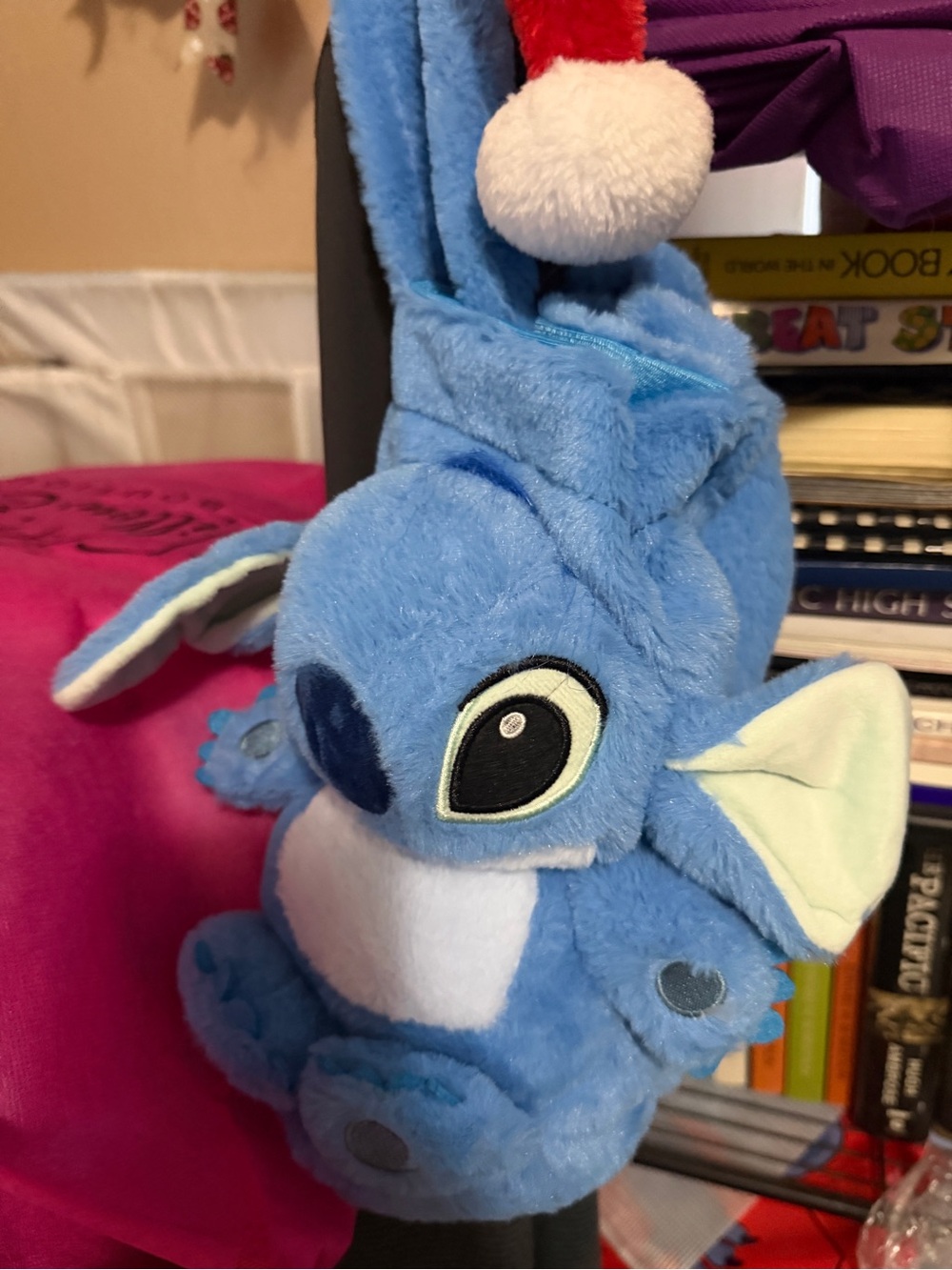Disney Blue Stitch Plush Crossbody Purse with Mint Ear Accents